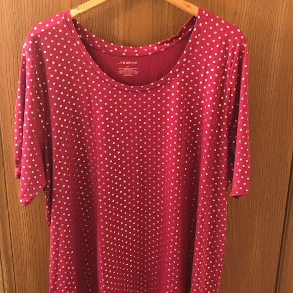 Lane Bryant Tops - ☀️Pink & Silver Polka Dot Lane Bryant Top NWT